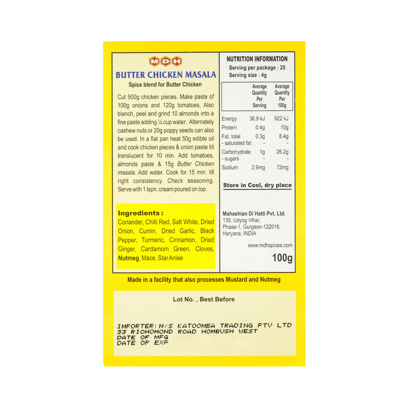 MDH Butter Chicken Masala 100G