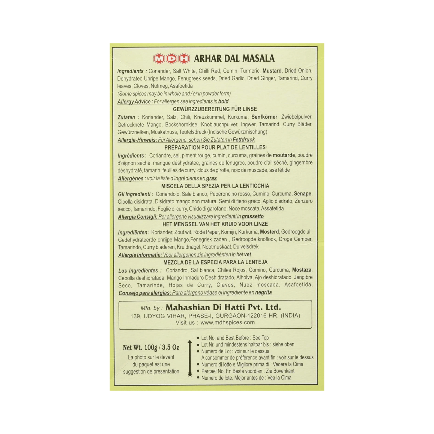 MDH Arhar Dal Masala 100G