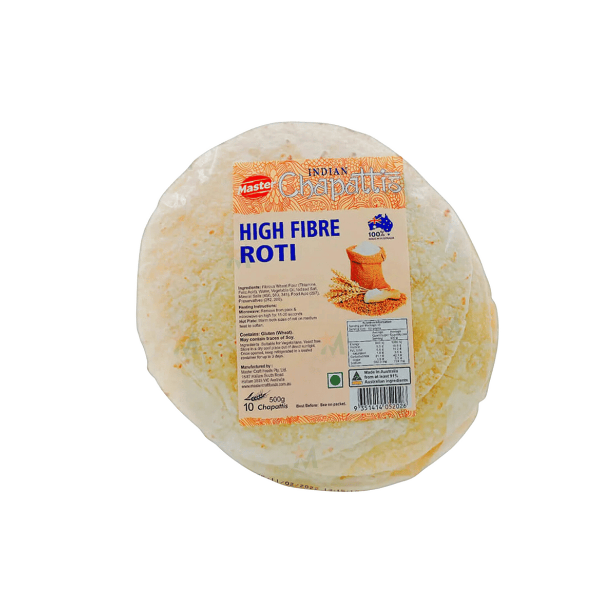 Rasheed Roti Master Buy Master High Fiber Roti 10pc - Healthy Indian Bread