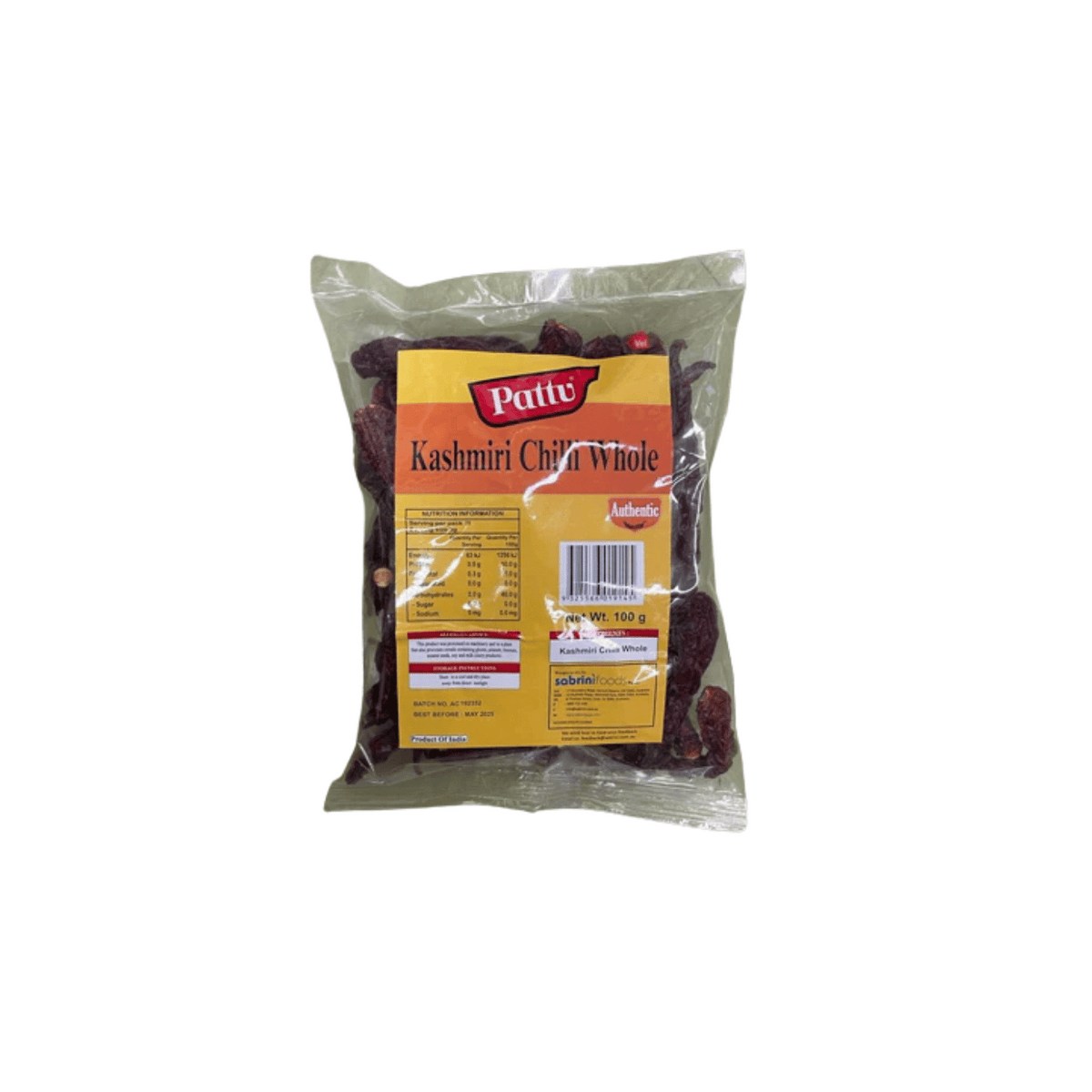 PATTU CHILLI WHOLE KASHMIRI 250GM